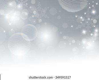 Blue grey winter background with bokeh lights fading to white