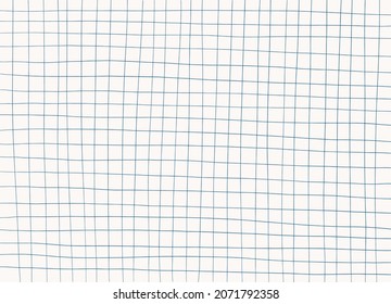 Blue grid background. Hand drawn texture, student notebook sheet. Vector backdrop, cover, banner.