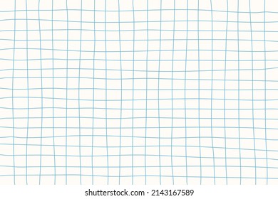 Blue Grid Background. Hand Drawn Texture, Student Notebook Sheet. Vector Backdrop, Cover, Banner.	