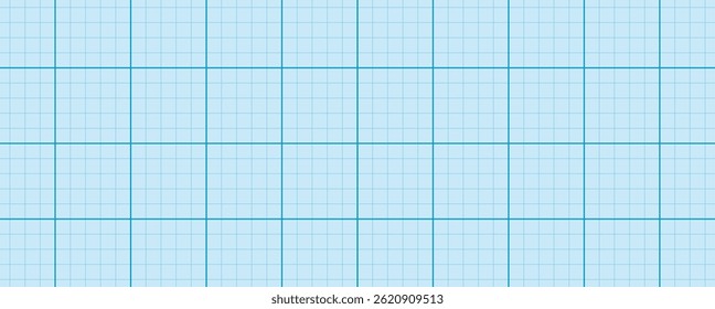 Blue grid background with lined blueprint pattern. Ideal sheet texture for digital charts, graphs, or measured drawing templates.