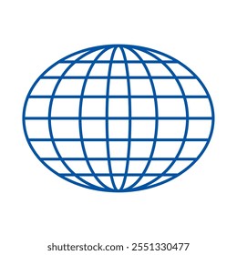 blue grid globe geometric shape isolated