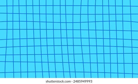 Blue Grid Hand Drawn Background. Modern abstract backdrop with rough freehand line texture. 1920x1080 ratio. Vector illustration.