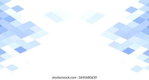 Blue grid mosaic background. Vector backdrop with badge. Hexagon. Geometric. Triangle. Fresh blue background. Creative design templates.