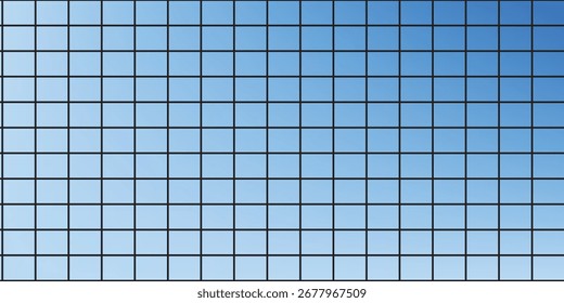 Padrão de grade azul com pequenos quadrados no plano de fundo azul claro. Layout geométrico contínuo. Conceito do plano de fundo da grade.
