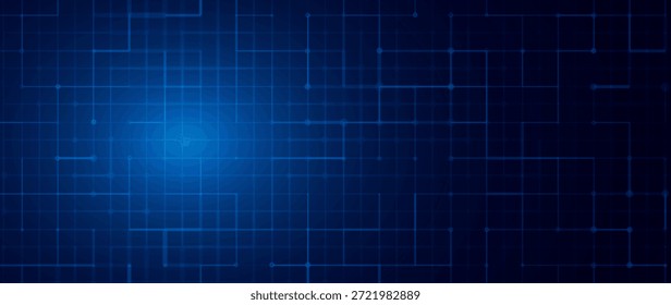 Blue Grid for Virtual Technology Futuristic User Interface HUD. Dark Blueprint Grid. Sci-Fi Squares Mosaic Digital Tech VR Backdrop. Vector Background.
