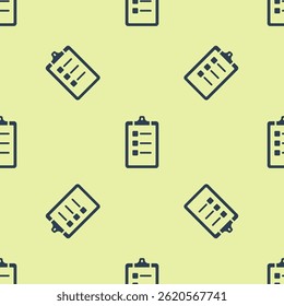 Blue Grooming salon price list icon isolated seamless pattern on yellow background.  Vector