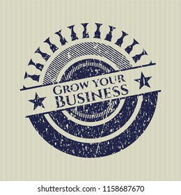 Blue Grow your Business rubber grunge texture stamp