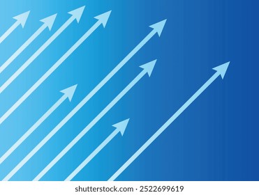 Blue growing arrow on blue gradient