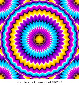 Blue growing sphere (optical expansion illusion). Seamless pattern.