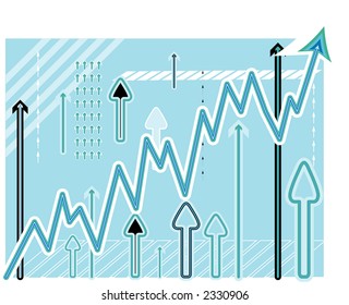 Blue growth abstract graph - scalable vector illustration