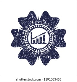 Blue growth chart icon inside rubber texture