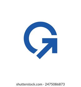 Blue growth logo design letters G. Abstract arrow shape logo design