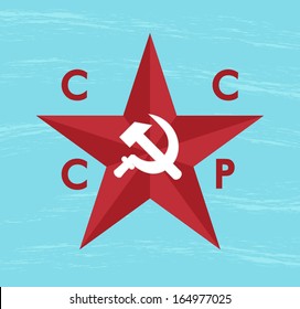 Blue Grunge Background With Cccp Star