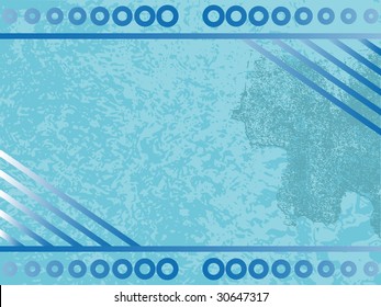 Blue grunge background with circles and lines - vector illustration.