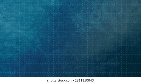 Blue grunge blueprint background vector dark teal texture geometric dashed grid pattern abstract design