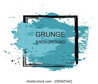  Blue grunge brush paint texture design stroke poster over square frame vector
