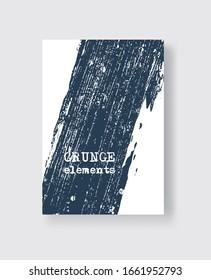 Blue grunge brush stroke on white background. Minimalistic style. Vector illustration of grunge element stains. Vector brushes illustration.