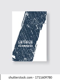 Blue grunge brush stroke on white background. Minimalistic style. Vector illustration of grunge element stains. Vector brushes illustration.