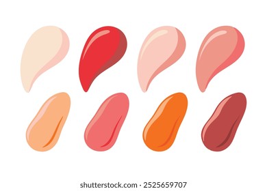 Blue grunge brush strokes of oil paint set flat vector illustration white background
