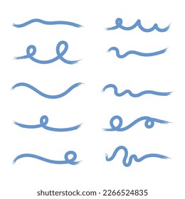 Blue Grunge Brush Strokes Wavey Lines Vectorart