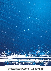 blue grunge christmas background, vector illustration