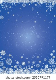 Blue grunge Christmas background, Christmas wishes background, Winter Snowfall Christmas background, Flying snow flakes and stars on winter blue background. snowflake template. Vector illustration.