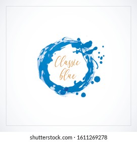 Blue grunge circle on white background. Color of the year 2020.