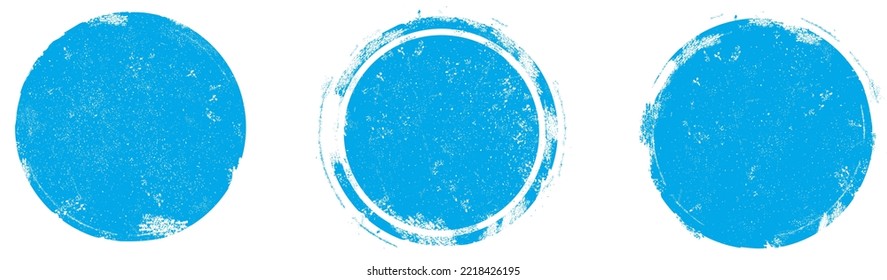 Blue grunge circle stamp set. Round stamp vector isolated on white background. Blue stamp vector. For grunge badge, seal, ink and stamp design template