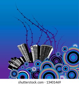 Blue grunge city background