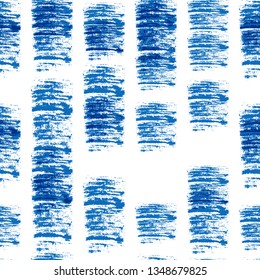 Blue Grunge Fabric Seamless Pattern. Messy Cloth Texture. Grunge brushstrokes Pattern. Bohemian Print Design. Distressed Vintage Backdrop.