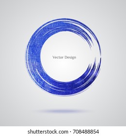 Blue grunge hand drawn texture circle shape vector illustration. Shape, banner template for design