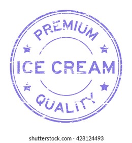 Blue grunge icecream premium quality stamp