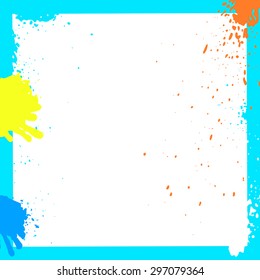 Blue Grunge Ink Squares Frame. Vector Illustration