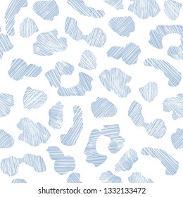 Blue grunge leopard skin seamless pattern. Abstract animal fur wallpaper. Wild african cats repeat illustration. Concept trendy fabric textile design
