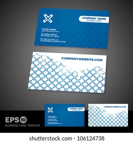 Blue Grunge Pattern Business Card Template Design