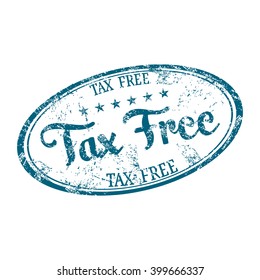 Blue grunge rubber oval stamp with the text tax free written on the stamp