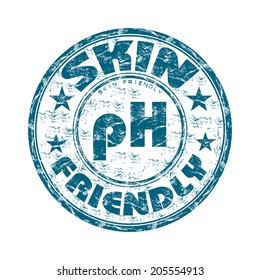 Blue grunge rubber stamp with the text skin friendly written inside the stamp