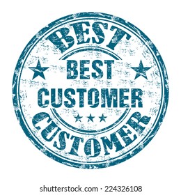 Blue grunge rubber stamp with the text best customer written inside the stamp