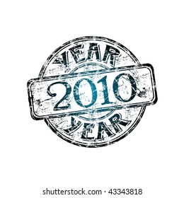 Blue grunge rubber stamp with the text year 2010 written inside the stamp