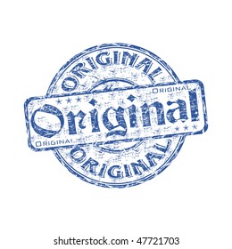 Blue grunge rubber stamp with the text original written inside the stamp