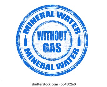 Blue grunge rubber stamp  the text mineral water without gas written inside 