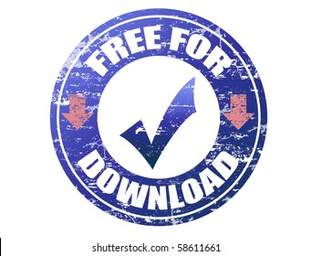 Blue grunge rubber stamp with the text free for download written inside the stamp