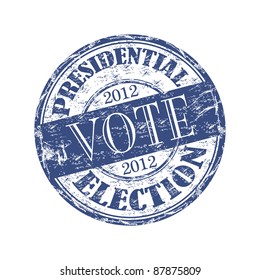 Blue grunge rubber stamp with the text vote presidential election 2012 written inside the stamp