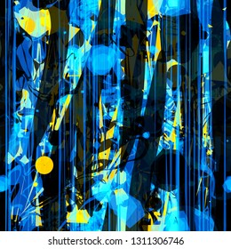 Blue grunge seamless texture with yellow inclusion. 