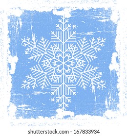 Blue Grunge Snowflake background. EPS10 vector.