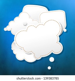Blue Grunge Texture With Speech Bubble With Gradient Mesh, Vector Illustration