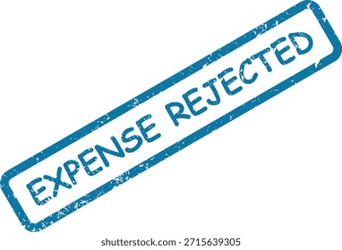 A blue grunge-effect rubber stamp with "EXPENSE REJECTED" text. Perfect for financial rejections and administrative records.
