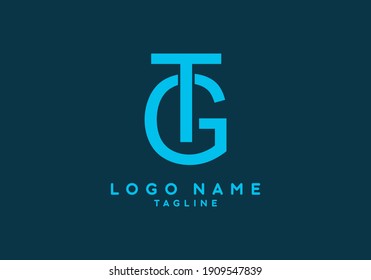 Blue GT or TG initial letter logo design