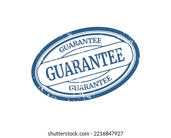Blue guarantee stamp with white background