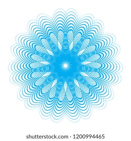 Blue guilloche rosette or spirograph background vector illustration. Diploma frames, security certificate pattern or protective money ornament